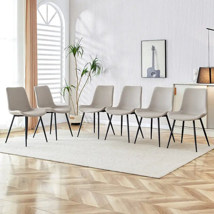 A Set Of 4 Style Restaurant Cushioned Chairs With Suede Backrests And Black Metal Legs,Suitable For Kitchens,Lounges,Farmhouses