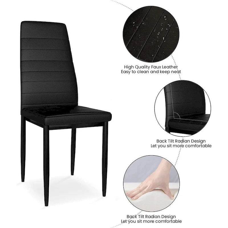 Modern 5-Piece Kitchen Dining Set, Counter Height Dinette Set with Marble Look Top and 4 Upholstered PU Leather Chairs