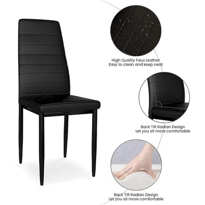 Modern 5-Piece Kitchen Dining Set, Counter Height Dinette Set with Marble Look Top and 4 Upholstered PU Leather Chairs