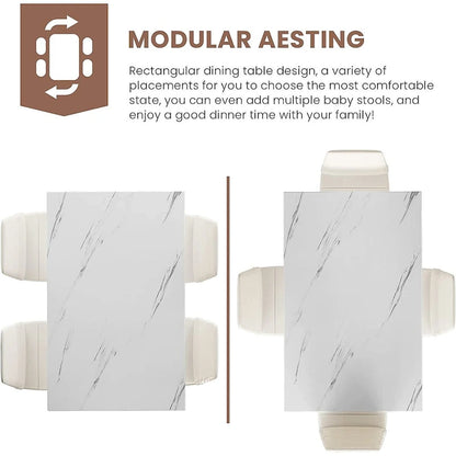 Modern 5-Piece Kitchen Dining Set, Counter Height Dinette Set with Marble Look Top and 4 Upholstered PU Leather Chairs