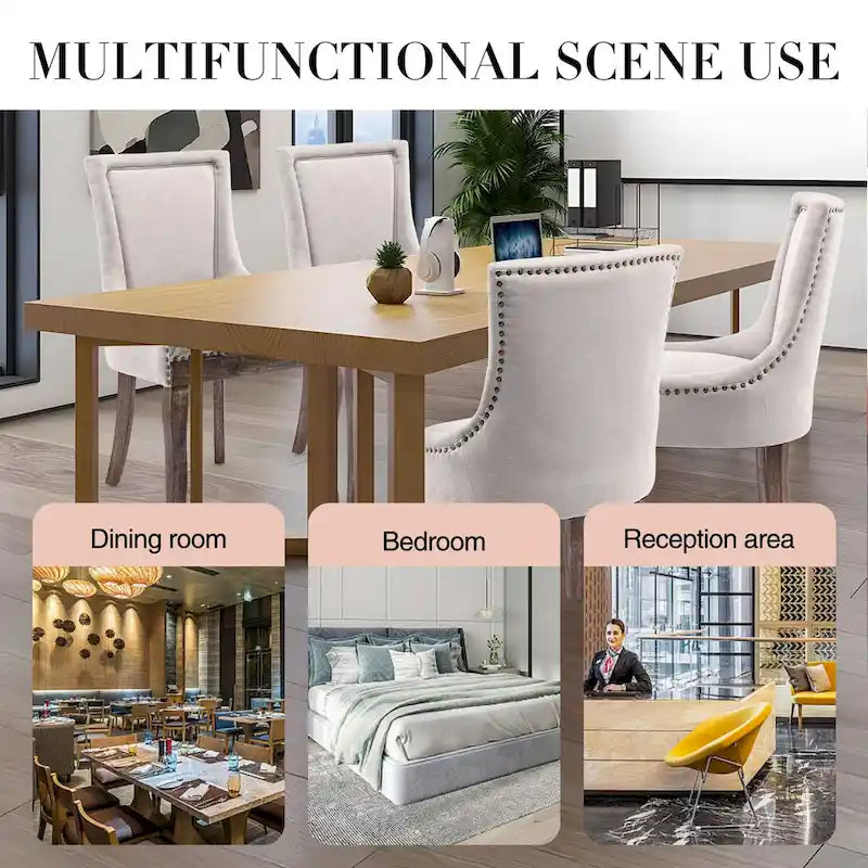 Traditional Tufted Ultra Upholstered Wingback Dining Chair Set of 4