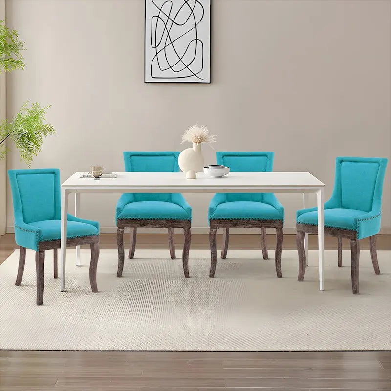 Traditional Tufted Ultra Upholstered Wingback Dining Chair Set of 4