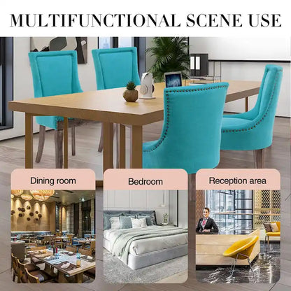 Traditional Tufted Ultra Upholstered Wingback Dining Chair Set of 4