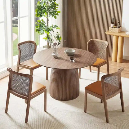 Round Dining Table Kitchen Table Small Space Dining Table MDF for 4-6 People - D 47.24  x H 49.63