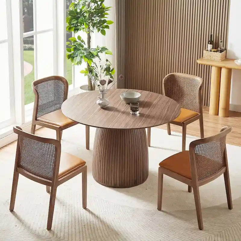 Round Dining Table Kitchen Table Small Space Dining Table MDF for 4-6 People - D 47.24  x H 49.63 