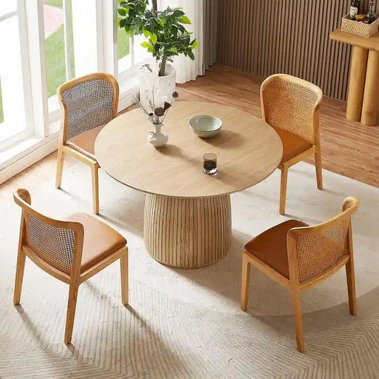 Tavolo da Pranzo Rotondo Tavolo da Cucina Tavolo da Pranzo per Piccoli Spazi in MDF per 4-6 Persone - D 47.24 x H 49.63
