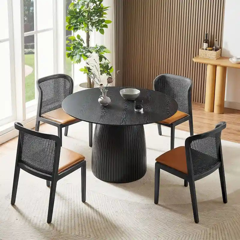 Round Dining Table Kitchen Table Small Space Dining Table MDF for 4-6 People - D 47.24  x H 49.63
