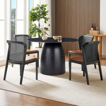 Round Dining Table Kitchen Table Small Space Dining Table MDF for 4-6 People - D 47.24  x H 49.63