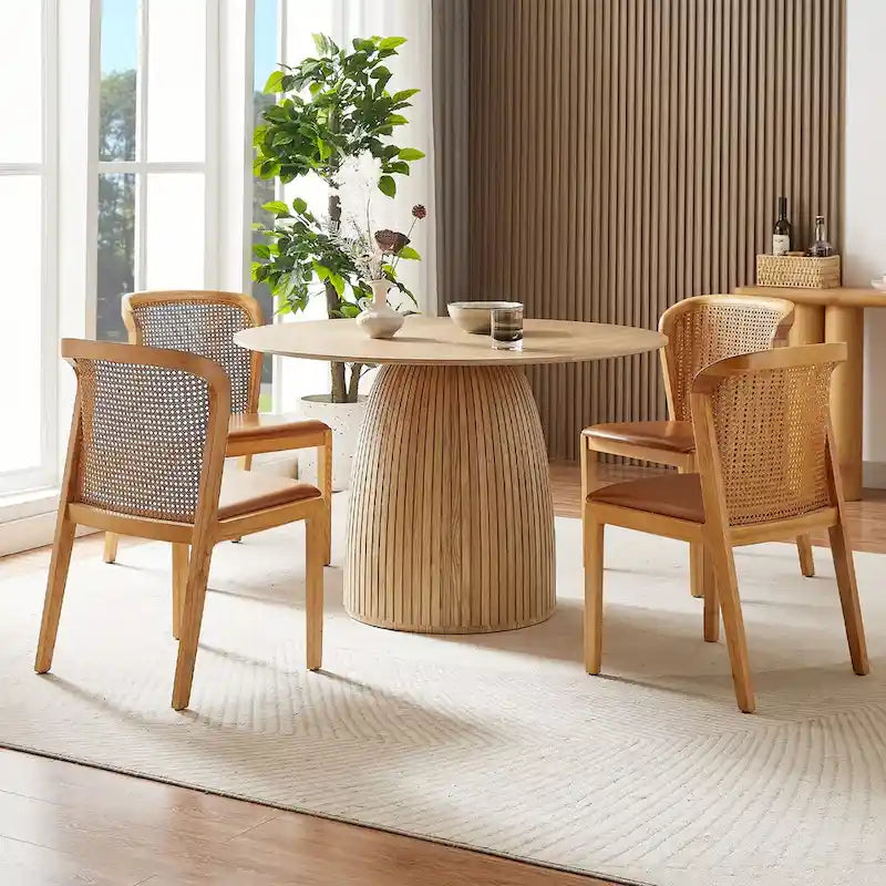 Round Dining Table Kitchen Table Small Space Dining Table MDF for 4-6 People - D 47.24  x H 49.63