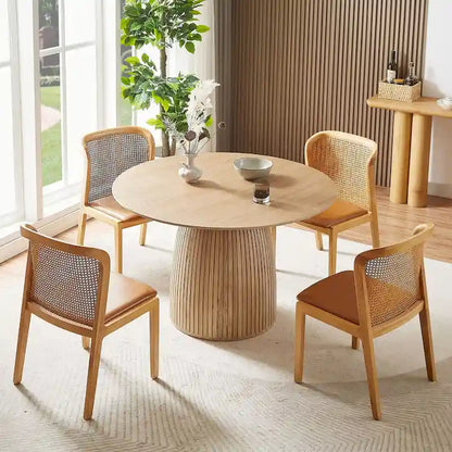 Round Dining Table Kitchen Table Small Space Dining Table MDF for 4-6 People - D 47.24  x H 49.63