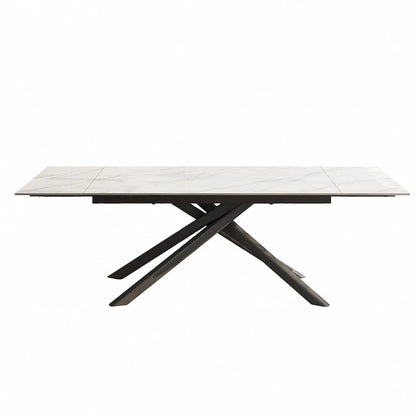 9 - Piece Extendable Rectangular Sintered Stone Cross Legs Dining Set With 8 Chairs