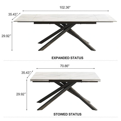 9 - Piece Extendable Rectangular Sintered Stone Cross Legs Dining Set With 8 Chairs