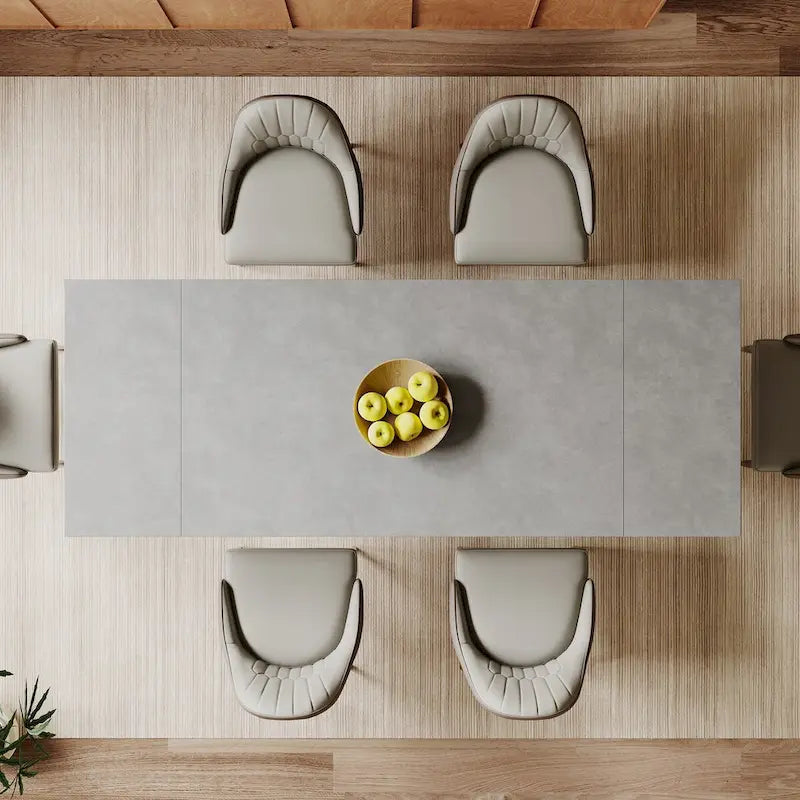 9 - Piece Extendable Rectangular Sintered Stone Cross Legs Dining Set With 8 Chairs