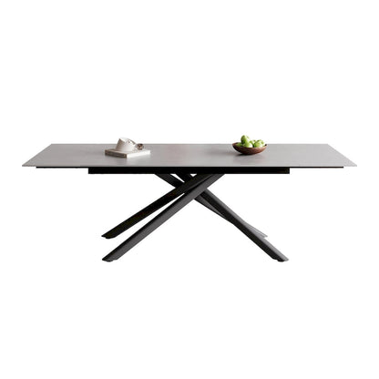 9 - Piece Extendable Rectangular Sintered Stone Cross Legs Dining Set With 8 Chairs
