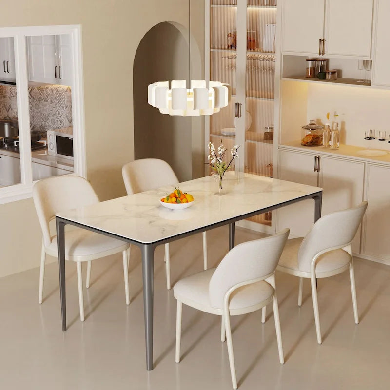 Luxurious Italian Marble Dining Table Sintered Stone Top Rectangular - 61.81x11.42x11.81 inch