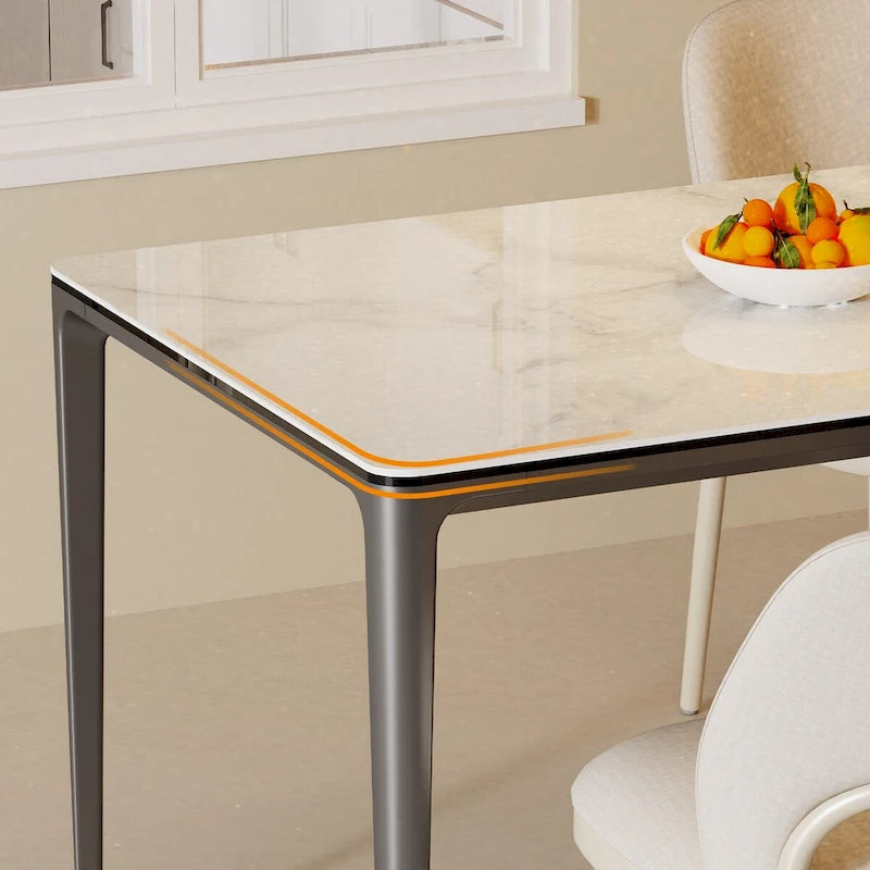 Luxurious Italian Marble Dining Table Sintered Stone Top Rectangular - 61.81x11.42x11.81 inch