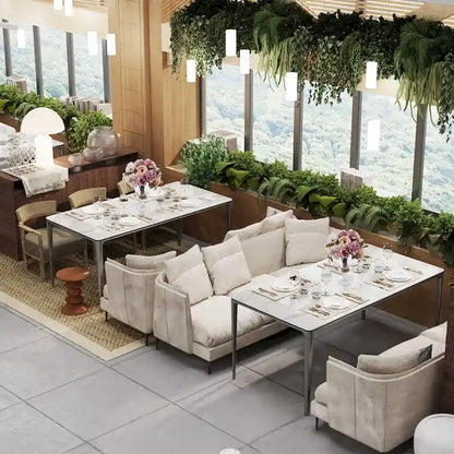 Luxurious Italian Marble Dining Table Sintered Stone Top Rectangular - 61.81x11.42x11.81 inch