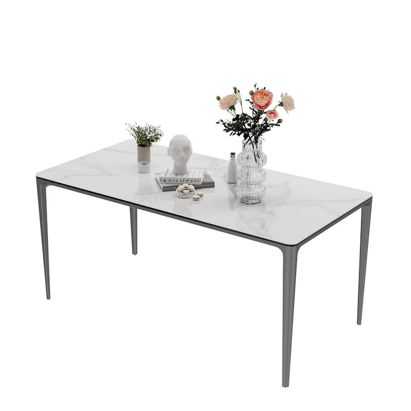 Luxurious Italian Marble Dining Table Sintered Stone Top Rectangular - 61.81x11.42x11.81 inch