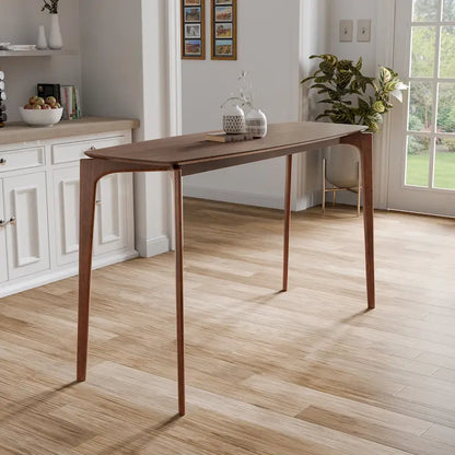 Furniture of America Shaw Mid-century 5-Piece Walnut Wood Counter Height Table Set with 4 Chairs