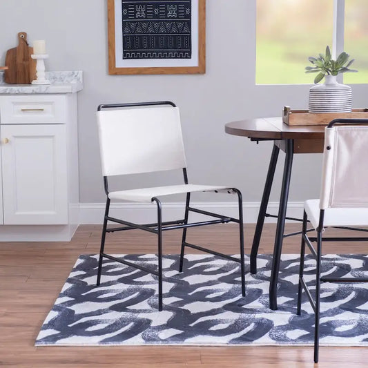 Leffler Sanded Steel and Fabric Industrial Dining Chair
