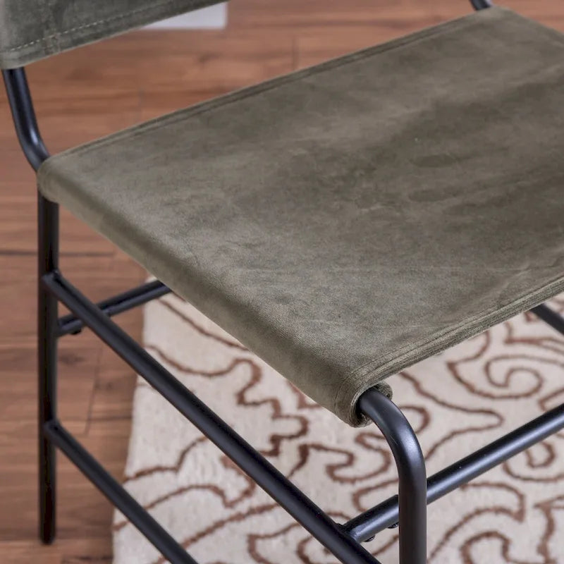 Leffler Sanded Steel and Fabric Industrial Dining Chair