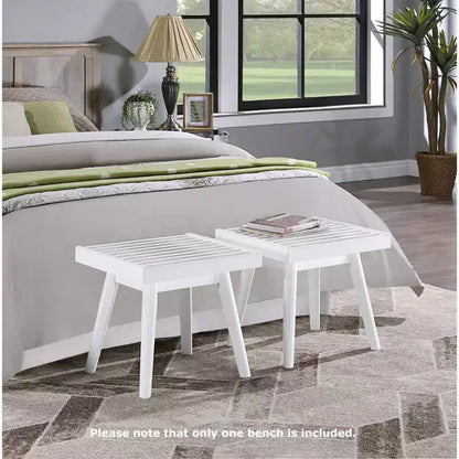 Panca a doghe in legno massello Larwich di Roundhill Furniture, 19 pollici di lunghezza, bianco