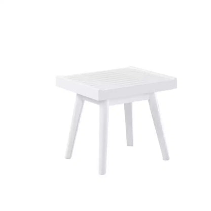 Panca a doghe in legno massello Larwich di Roundhill Furniture, 19 pollici di lunghezza, bianco