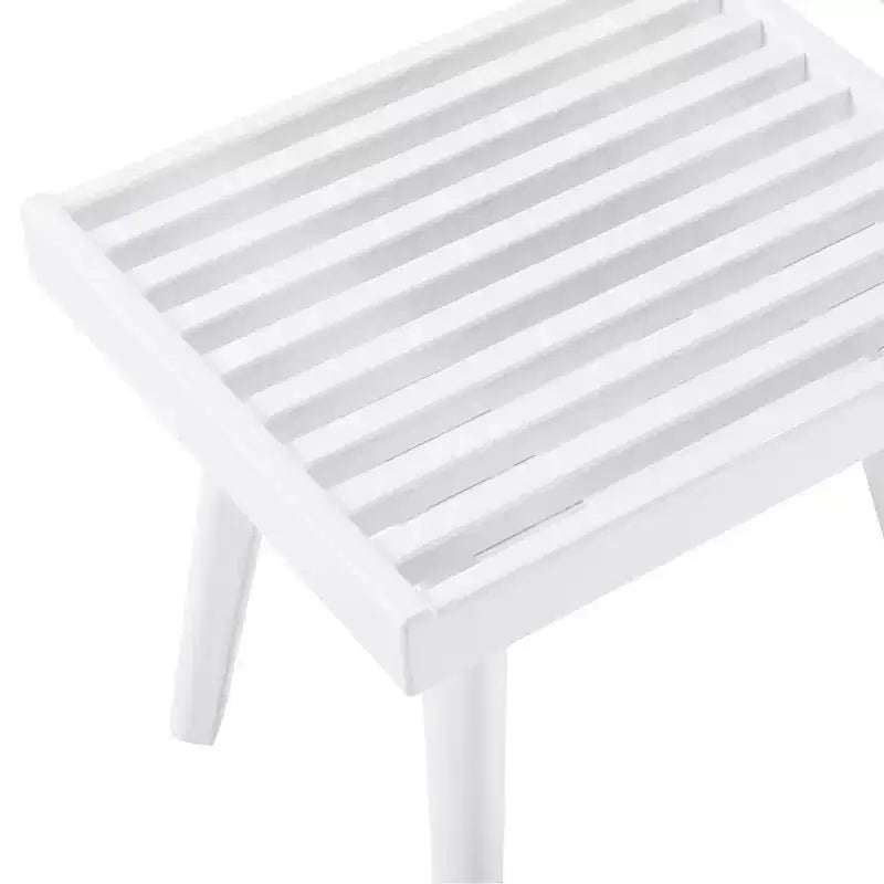 Panca a doghe in legno massello Larwich di Roundhill Furniture, 19 pollici di lunghezza, bianco