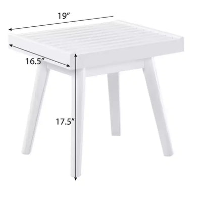 Panca a doghe in legno massello Larwich di Roundhill Furniture, 19 pollici di lunghezza, bianco