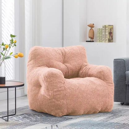 Mieres Faux Fur Fabric Bean Bag Chair, Floor Sofa For Living Room, Bedroom Lazy Sofa
