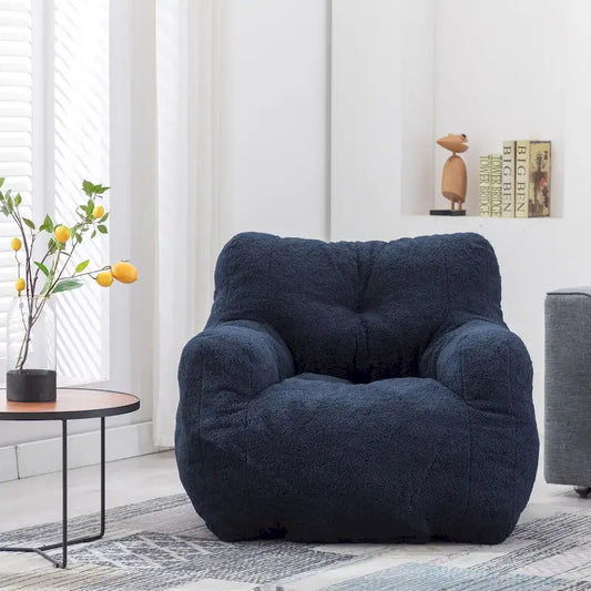 Mieres Faux Fur Fabric Bean Bag Chair, Floor Sofa For Living Room, Bedroom Lazy Sofa