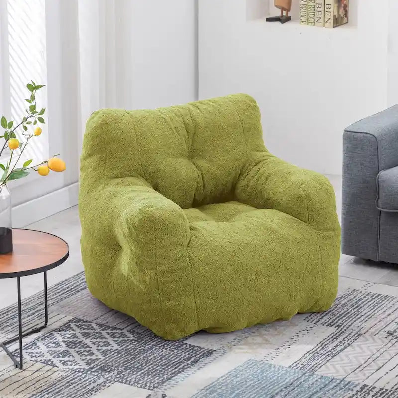 Mieres Faux Fur Fabric Bean Bag Chair, Floor Sofa For Living Room, Bedroom Lazy Sofa