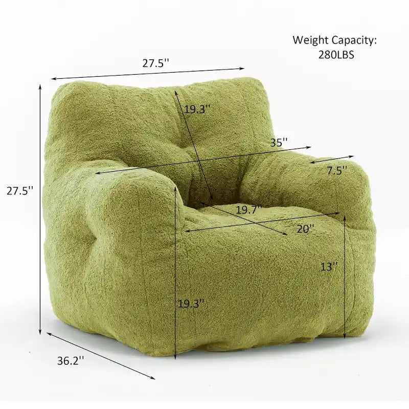 Mieres Faux Fur Fabric Bean Bag Chair, Floor Sofa For Living Room, Bedroom Lazy Sofa