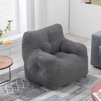 Mieres Faux Fur Fabric Bean Bag Chair, Floor Sofa For Living Room, Bedroom Lazy Sofa