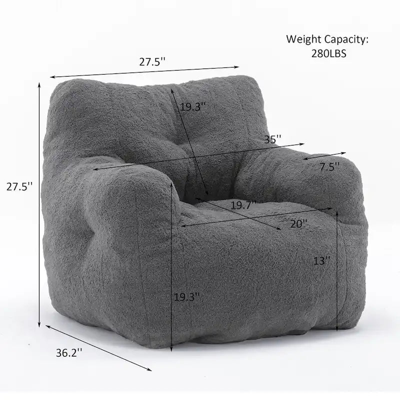 Mieres Faux Fur Fabric Bean Bag Chair, Floor Sofa For Living Room, Bedroom Lazy Sofa