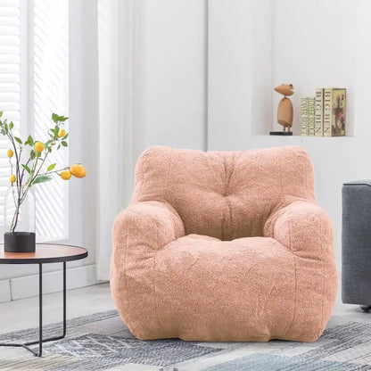 Mieres Faux Fur Fabric Bean Bag Chair, Floor Sofa For Living Room, Bedroom Lazy Sofa
