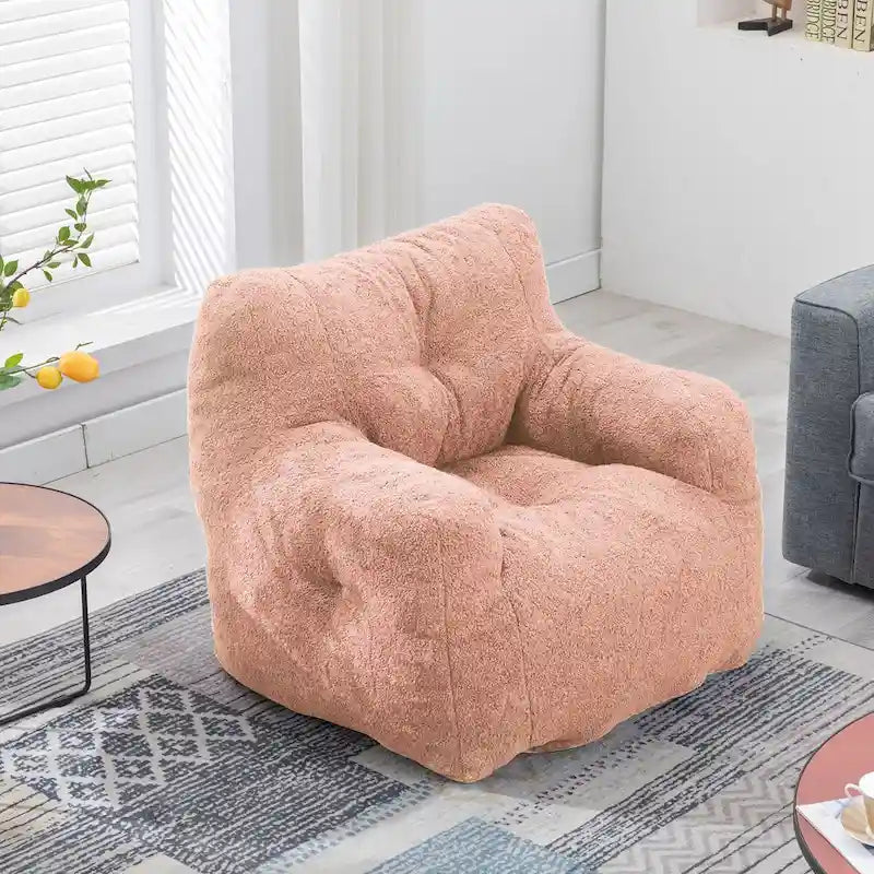 Mieres Faux Fur Fabric Bean Bag Chair, Floor Sofa For Living Room, Bedroom Lazy Sofa