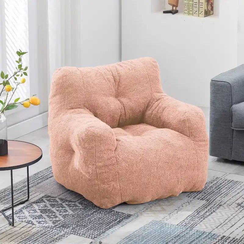 Mieres Faux Fur Fabric Bean Bag Chair, Floor Sofa For Living Room, Bedroom Lazy Sofa