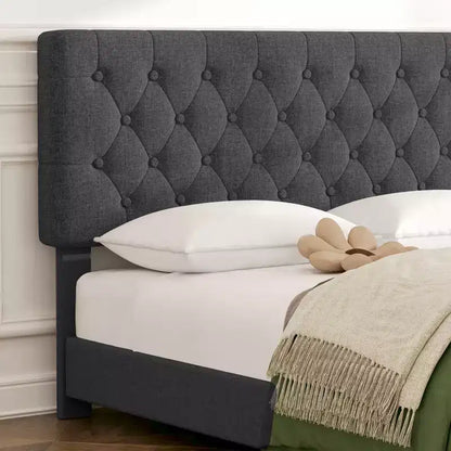 HYLEORY Queen Storage Bed Frame with 4 Drawers & Headboard, Upholstered Platform Bed Frame