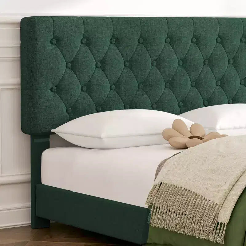 HYLEORY Queen Storage Bed Frame with 4 Drawers & Headboard, Upholstered Platform Bed Frame