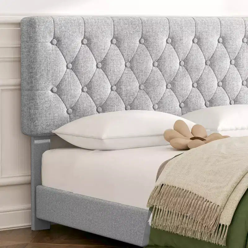 HYLEORY Queen Storage Bed Frame with 4 Drawers & Headboard, Upholstered Platform Bed Frame
