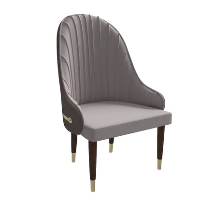 Leather Dining Chair with a Ripple Back and Gold Accents Design Elara Collection