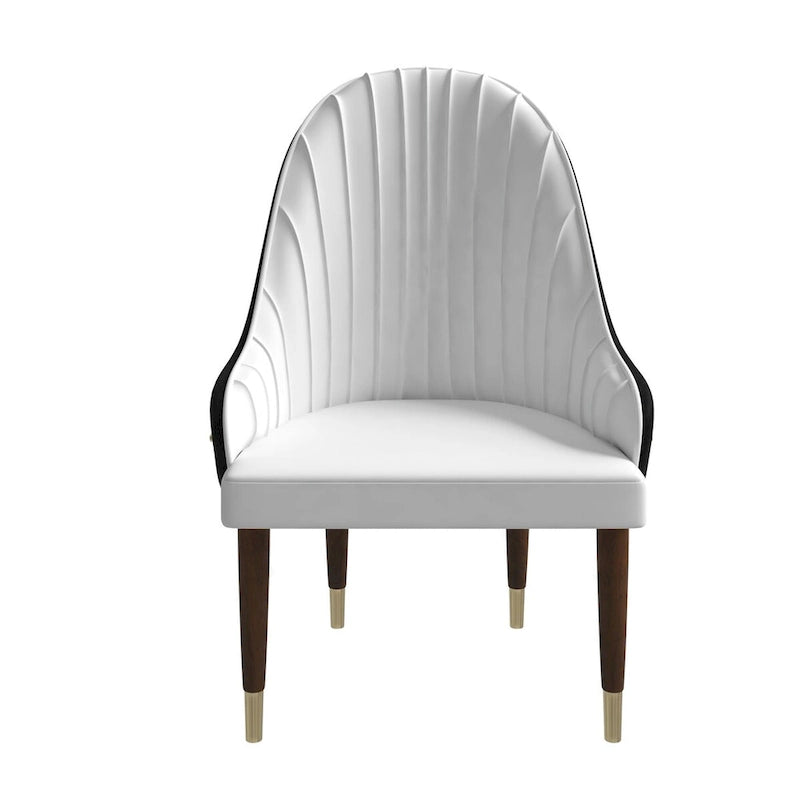 Leather Dining Chair with a Ripple Back and Gold Accents Design Elara Collection