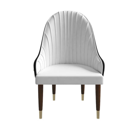 Leather Dining Chair with a Ripple Back and Gold Accents Design Elara Collection
