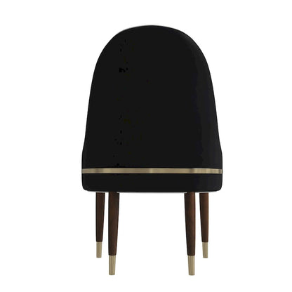 Leather Dining Chair with a Ripple Back and Gold Accents Design Elara Collection