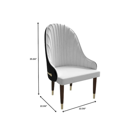 Leather Dining Chair with a Ripple Back and Gold Accents Design Elara Collection