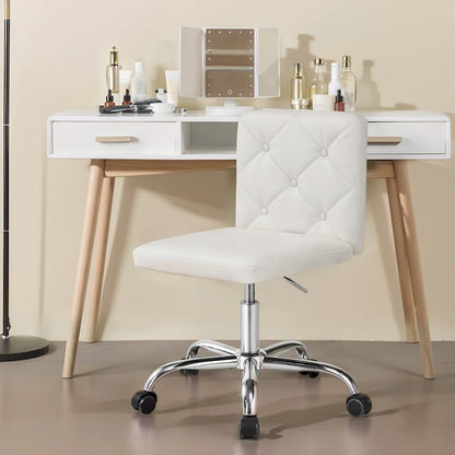 Javlergo Armless Office Desk Chair, PU Leather Mid-Back Adjustable Height 360 Rolling Swivel for Home Office Work