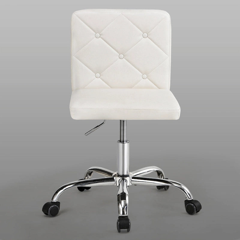 Javlergo Armless Office Desk Chair, PU Leather Mid-Back Adjustable Height 360 Rolling Swivel for Home Office Work