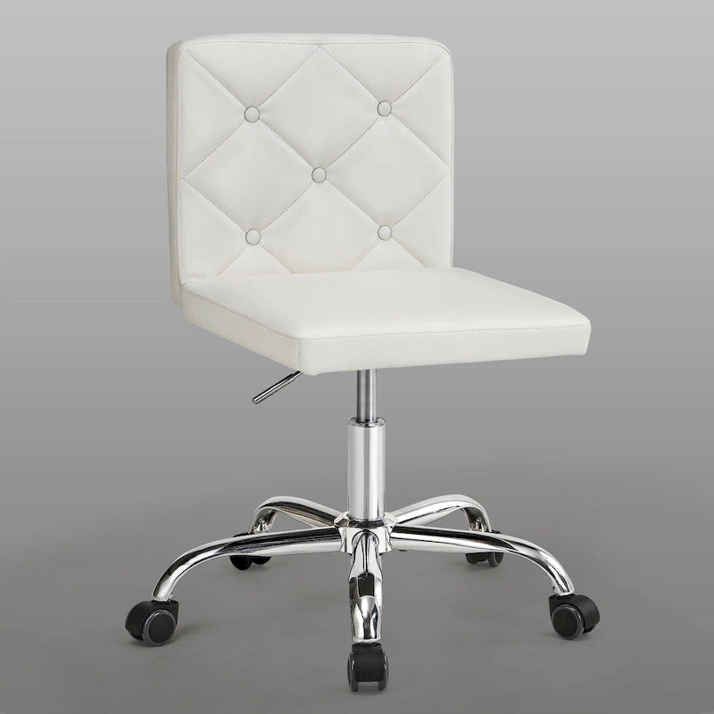 Javlergo Armless Office Desk Chair, PU Leather Mid-Back Adjustable Height 360 Rolling Swivel for Home Office Work