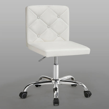 Javlergo Armless Office Desk Chair, PU Leather Mid-Back Adjustable Height 360 Rolling Swivel for Home Office Work